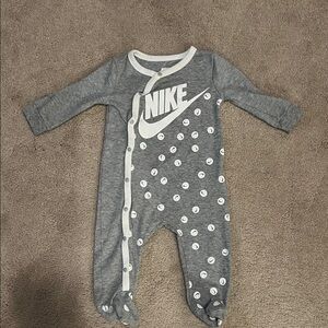 Nike Infant 9m Sleeper with Nike Logo and Smiley Face Swooshes- EUC